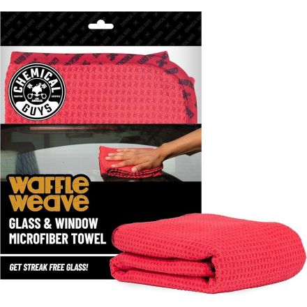 Chemical Guys Waffle Glass Towel Red
