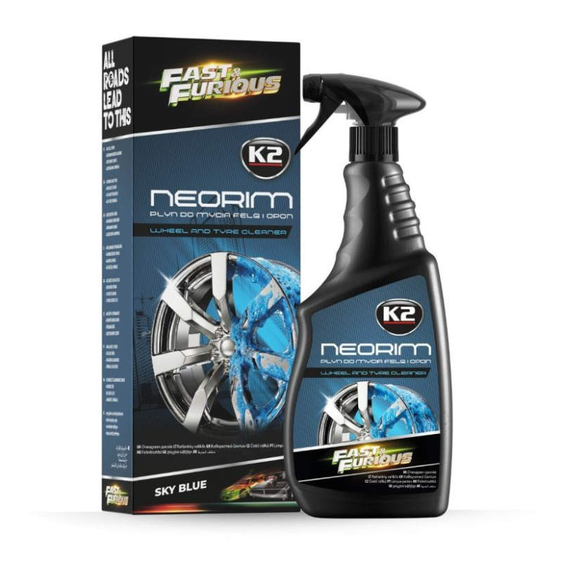 Modro Neonsko čistilo za platišča in pnevmatike, K2 Fast&Furious Neorim 700ml